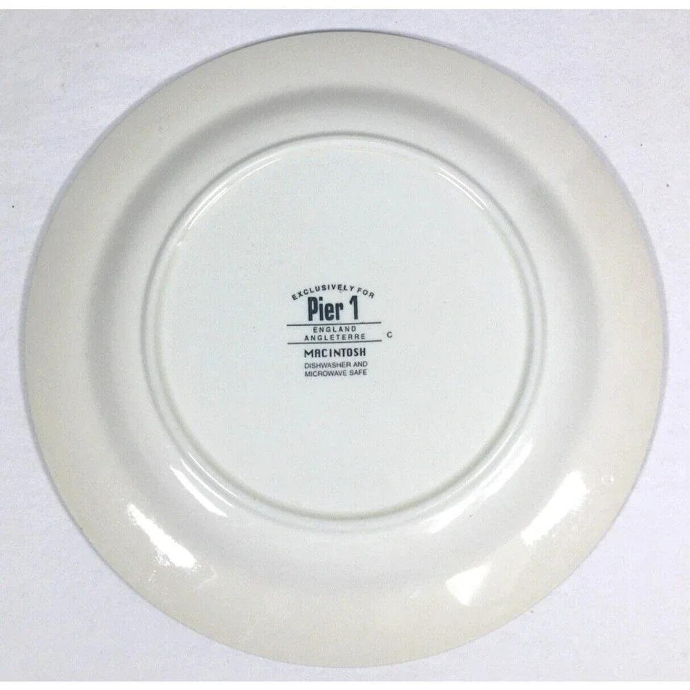 Pier 1 One Macintosh Plate Salad Dessert Luncheon 8” Apples Blackberries Fruit